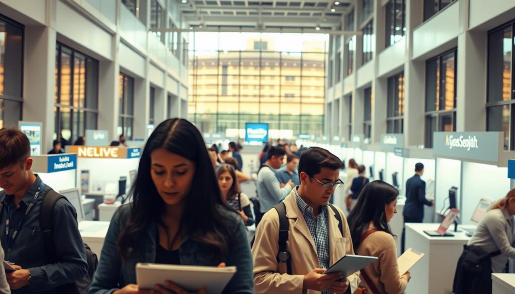 A bustling health insurance marketplace, illuminated by soft, diffused lighting that casts a warm glow over the scene. In the foreground, a group of people earnestly discussing policy options, their faces reflecting the weight of their decisions. In the middle ground, rows of desks and kiosks, each staffed by knowledgeable representatives guiding consumers through the process. The background features a sleek, modern architecture with clean lines and large windows, conveying a sense of professionalism and reliability. The overall atmosphere is one of focused attention and careful consideration, as individuals navigate the intricacies of finding the right private medical policy to suit their needs. A bustling health insurance marketplace, illuminated by soft, diffused lighting that casts a warm glow over the scene. In the foreground, a group of people earnestly discussing policy options, their faces reflecting the weight of their decisions. In the middle ground, rows of desks and kiosks, each staffed by knowledgeable representatives guiding consumers through the process. The background features a sleek, modern architecture with clean lines and large windows, conveying a sense of professionalism and reliability. The overall atmosphere is one of focused attention and careful consideration, as individuals navigate the intricacies of finding the right private medical policy to suit their needs.