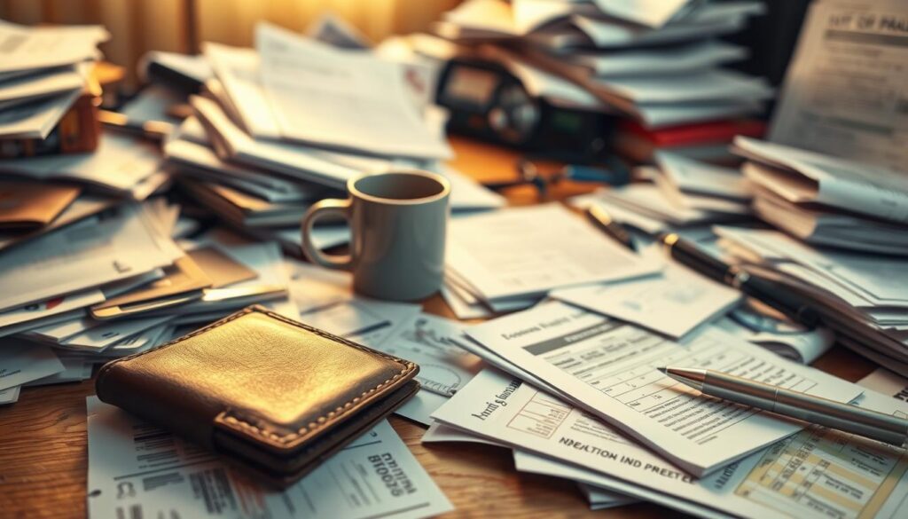A cluttered desk overflowing with bills, receipts, and financial documents, symbolizing the excess and complexity of private health insurance options. The scene is bathed in warm, golden light, creating an air of urgency and stress. In the foreground, a worn leather wallet and a stack of medical paperwork lie haphazardly, while in the middle ground, a half-empty coffee mug and a pen-covered notepad suggest a frantic attempt to navigate the system. The background is blurred, hinting at the overwhelming nature of the task at hand. The overall composition conveys the challenge of balancing affordability and access when it comes to private health insurance in 2026. A cluttered desk overflowing with bills, receipts, and financial documents, symbolizing the excess and complexity of private health insurance options. The scene is bathed in warm, golden light, creating an air of urgency and stress. In the foreground, a worn leather wallet and a stack of medical paperwork lie haphazardly, while in the middle ground, a half-empty coffee mug and a pen-covered notepad suggest a frantic attempt to navigate the system. The background is blurred, hinting at the overwhelming nature of the task at hand. The overall composition conveys the challenge of balancing affordability and access when it comes to private health insurance in 2026.