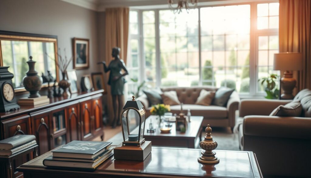 A cozy living room with plush furnishings and warm lighting, showcasing a variety of household items and valuables that would be covered under a comprehensive contents insurance policy. In the foreground, a well-stocked bookshelf, an ornate vase, and a vintage clock sit atop a polished wooden sideboard. In the middle ground, a comfortable sofa and armchair surround a stylish coffee table adorned with decorative trinkets. The background features large windows overlooking a lush, manicured garden, with soft, natural light filtering in. The overall atmosphere exudes a sense of luxury, comfort, and security, reflecting the importance of protecting one's high-value personal possessions. A cozy living room with plush furnishings and warm lighting, showcasing a variety of household items and valuables that would be covered under a comprehensive contents insurance policy. In the foreground, a well-stocked bookshelf, an ornate vase, and a vintage clock sit atop a polished wooden sideboard. In the middle ground, a comfortable sofa and armchair surround a stylish coffee table adorned with decorative trinkets. The background features large windows overlooking a lush, manicured garden, with soft, natural light filtering in. The overall atmosphere exudes a sense of luxury, comfort, and security, reflecting the importance of protecting one's high-value personal possessions.