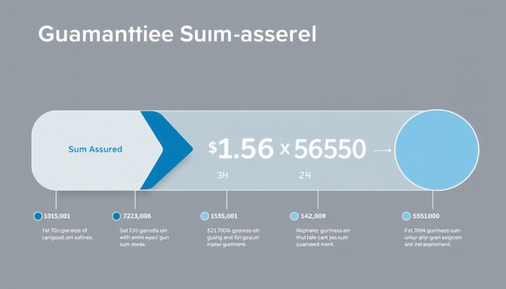 A detailed diagram showcasing a guaranteed sum assured, depicted as a modern, minimalist financial instrument. The foreground features clean, geometric shapes in shades of blue and gray, representing the different components of the sum assured. The middle ground highlights numerical data and key information, presented in a clear, data-driven manner. The background evokes a sense of security and stability, with subtle textures and patterns that convey the dependability of the financial product. The overall composition is designed to be visually striking and informative, emphasizing the core concept of a guaranteed sum assured within the context of a low-cost junior life plan in the UK. A detailed diagram showcasing a guaranteed sum assured, depicted as a modern, minimalist financial instrument. The foreground features clean, geometric shapes in shades of blue and gray, representing the different components of the sum assured. The middle ground highlights numerical data and key information, presented in a clear, data-driven manner. The background evokes a sense of security and stability, with subtle textures and patterns that convey the dependability of the financial product. The overall composition is designed to be visually striking and informative, emphasizing the core concept of a guaranteed sum assured within the context of a low-cost junior life plan in the UK.