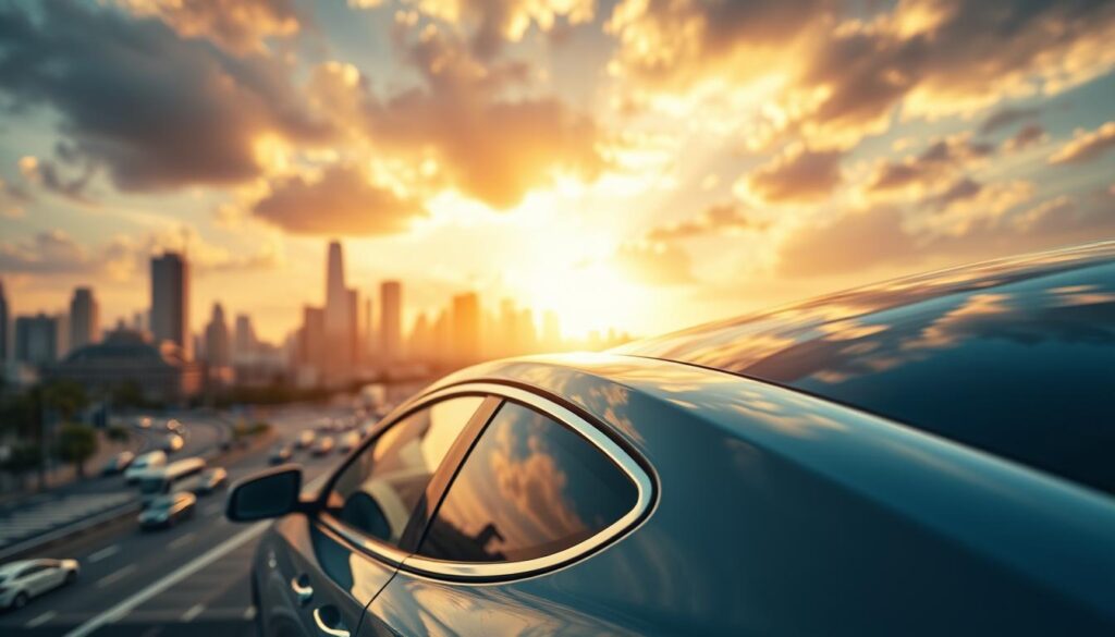 A detailed, expansive scene showcasing comprehensive collision car insurance. In the foreground, a sleek, modern sedan is featured, its surface meticulously rendered with clean, reflective panels. The middle ground depicts a bustling cityscape, with towering skyscrapers and busy streets, conveying a sense of urban dynamism. In the background, a vibrant, saturated sky with dramatic lighting and atmospheric effects, such as sun rays and clouds, creates a sense of grandeur and importance. The overall composition and lighting is cinematic, lending a sense of weight and significance to the subject matter. The scene should evoke a feeling of security, protection, and the importance of having the right insurance coverage for one's vehicle. A detailed, expansive scene showcasing comprehensive collision car insurance. In the foreground, a sleek, modern sedan is featured, its surface meticulously rendered with clean, reflective panels. The middle ground depicts a bustling cityscape, with towering skyscrapers and busy streets, conveying a sense of urban dynamism. In the background, a vibrant, saturated sky with dramatic lighting and atmospheric effects, such as sun rays and clouds, creates a sense of grandeur and importance. The overall composition and lighting is cinematic, lending a sense of weight and significance to the subject matter. The scene should evoke a feeling of security, protection, and the importance of having the right insurance coverage for one's vehicle.