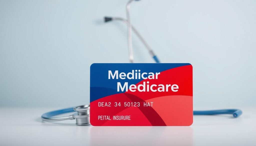 A detailed illustration of the Medicare health insurance card against a clean, clinical background. The card is prominently displayed in the foreground, its red and blue design elements catching the eye. The middle ground features a medical stethoscope, subtly referencing the healthcare context. The background is a serene, muted color palette, creating a sense of professionalism and trustworthiness. Bright, balanced lighting accentuates the card's textures and features, while a slightly elevated camera angle gives the composition a sense of authority and importance. The overall mood is one of reliability, accessibility, and the reassurance of quality healthcare coverage. A detailed illustration of the Medicare health insurance card against a clean, clinical background. The card is prominently displayed in the foreground, its red and blue design elements catching the eye. The middle ground features a medical stethoscope, subtly referencing the healthcare context. The background is a serene, muted color palette, creating a sense of professionalism and trustworthiness. Bright, balanced lighting accentuates the card's textures and features, while a slightly elevated camera angle gives the composition a sense of authority and importance. The overall mood is one of reliability, accessibility, and the reassurance of quality healthcare coverage.