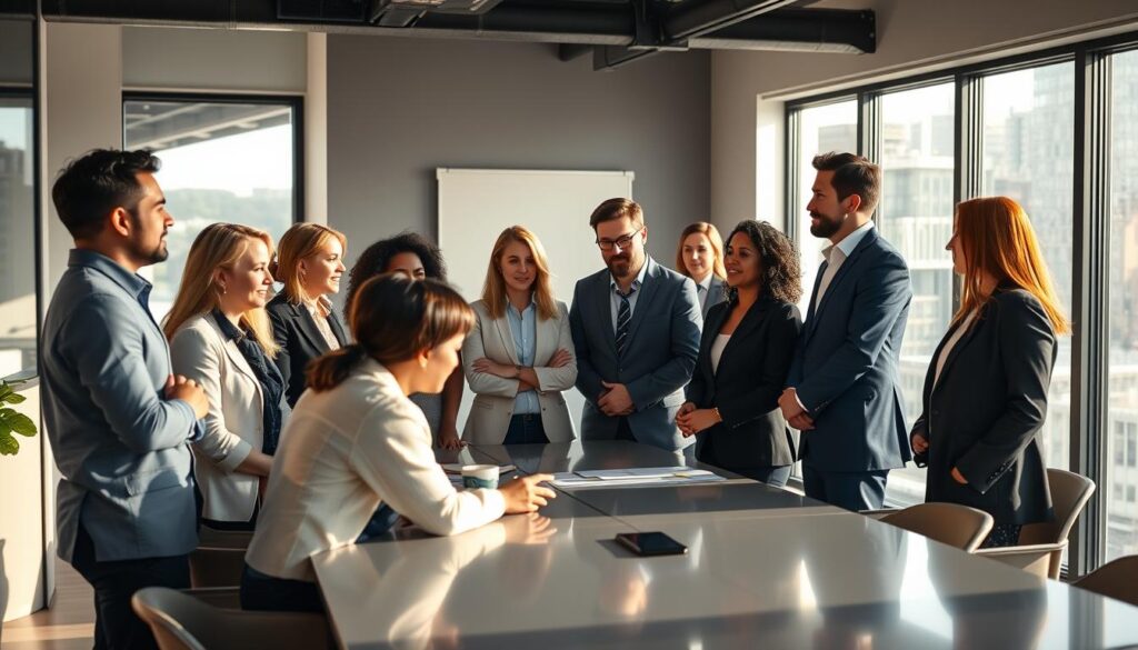 A group of diverse business owners gathered in a modern office setting, dressed in professional attire and engaged in discussion. The scene is bathed in warm, natural lighting from large windows, casting a soft glow on the faces of the entrepreneurs as they collaborate around a sleek conference table. The background features minimalist decor and subtle branding, highlighting the professionalism and success of this small to medium-sized enterprise. The overall atmosphere conveys a sense of confidence, camaraderie, and a commitment to protecting their business interests. A group of diverse business owners gathered in a modern office setting, dressed in professional attire and engaged in discussion. The scene is bathed in warm, natural lighting from large windows, casting a soft glow on the faces of the entrepreneurs as they collaborate around a sleek conference table. The background features minimalist decor and subtle branding, highlighting the professionalism and success of this small to medium-sized enterprise. The overall atmosphere conveys a sense of confidence, camaraderie, and a commitment to protecting their business interests.
