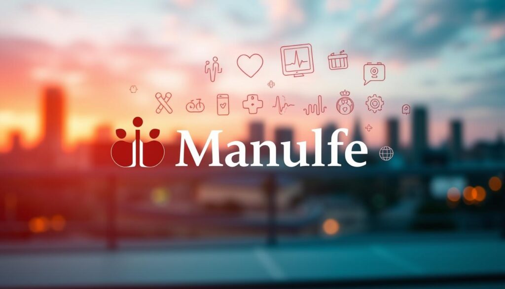 A high-resolution, detailed illustration showcasing the Manulife health insurance brand. In the foreground, prominently display the Manulife logo and wordmark, rendered with a clean, modern aesthetic. In the middle ground, depict various healthcare-related icons and symbols, such as a medical cross, heartbeat monitor, and pills, to convey the comprehensive nature of Manulife's coverage. In the background, create a soft, out-of-focus cityscape or landscape, hinting at the broad geographical reach and customization options of Manulife's FollowMe replacement and Vitality perks programs. Use a warm, vibrant color palette and balanced, directional lighting to convey a sense of professionalism, reliability, and innovation. A high-resolution, detailed illustration showcasing the Manulife health insurance brand. In the foreground, prominently display the Manulife logo and wordmark, rendered with a clean, modern aesthetic. In the middle ground, depict various healthcare-related icons and symbols, such as a medical cross, heartbeat monitor, and pills, to convey the comprehensive nature of Manulife's coverage. In the background, create a soft, out-of-focus cityscape or landscape, hinting at the broad geographical reach and customization options of Manulife's FollowMe replacement and Vitality perks programs. Use a warm, vibrant color palette and balanced, directional lighting to convey a sense of professionalism, reliability, and innovation.