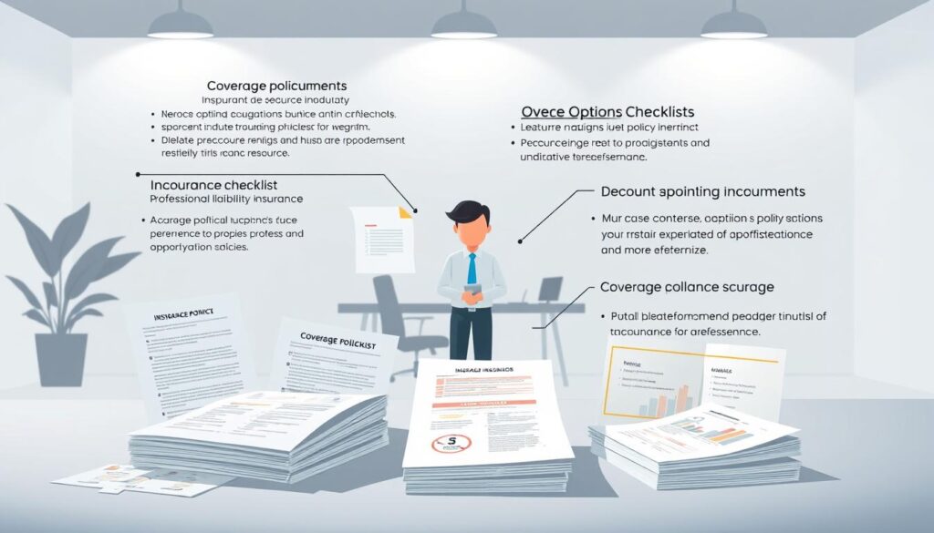 A high-resolution illustration showcasing various coverage options and enhancements for accountant professional liability insurance in the USA. The foreground depicts a dynamic arrangement of insurance policy documents, coverage checklists, and risk assessment charts. The middle ground features a stylized accountant figure reviewing insurance policies, conveying expertise and attentiveness. The background presents a modern, minimalist office setting with subtle geometric patterns and a muted color palette, creating a professional and trustworthy atmosphere. The lighting is soft and directional, highlighting the key elements and creating depth and dimension. The overall composition is balanced, visually compelling, and designed to effectively communicate the subject matter. A high-resolution illustration showcasing various coverage options and enhancements for accountant professional liability insurance in the USA. The foreground depicts a dynamic arrangement of insurance policy documents, coverage checklists, and risk assessment charts. The middle ground features a stylized accountant figure reviewing insurance policies, conveying expertise and attentiveness. The background presents a modern, minimalist office setting with subtle geometric patterns and a muted color palette, creating a professional and trustworthy atmosphere. The lighting is soft and directional, highlighting the key elements and creating depth and dimension. The overall composition is balanced, visually compelling, and designed to effectively communicate the subject matter.