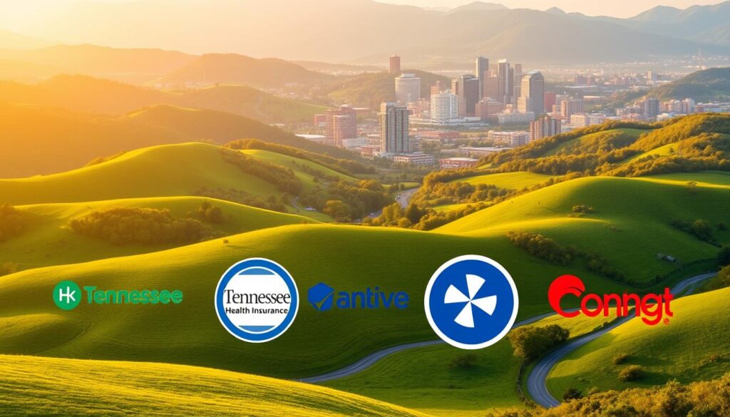 A lush, verdant landscape of the Tennessee countryside, with rolling hills and winding roads. In the foreground, several prominent health insurance company logos are prominently displayed, showcasing their regional presence and offerings. The middle ground features a bustling urban scene, with modern high-rise buildings and a vibrant city skyline. The background is bathed in a warm, golden light, creating a sense of prosperity and well-being. The overall composition conveys the diversity and breadth of Tennessee's health insurance market, set against the backdrop of the state's natural beauty and thriving communities. A lush, verdant landscape of the Tennessee countryside, with rolling hills and winding roads. In the foreground, several prominent health insurance company logos are prominently displayed, showcasing their regional presence and offerings. The middle ground features a bustling urban scene, with modern high-rise buildings and a vibrant city skyline. The background is bathed in a warm, golden light, creating a sense of prosperity and well-being. The overall composition conveys the diversity and breadth of Tennessee's health insurance market, set against the backdrop of the state's natural beauty and thriving communities.