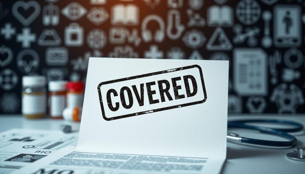 A medical document with a prominent "COVERED" stamp, positioned centrally against a blurred background of various healthcare-related icons and symbols, such as stethoscopes, pill bottles, and medical charts. The lighting is soft and diffused, creating a sense of reassurance and professionalism. The composition emphasizes the importance of the "COVERED" stamp, conveying the message of comprehensive coverage and protection for medical professionals. A medical document with a prominent "COVERED" stamp, positioned centrally against a blurred background of various healthcare-related icons and symbols, such as stethoscopes, pill bottles, and medical charts. The lighting is soft and diffused, creating a sense of reassurance and professionalism. The composition emphasizes the importance of the "COVERED" stamp, conveying the message of comprehensive coverage and protection for medical professionals.