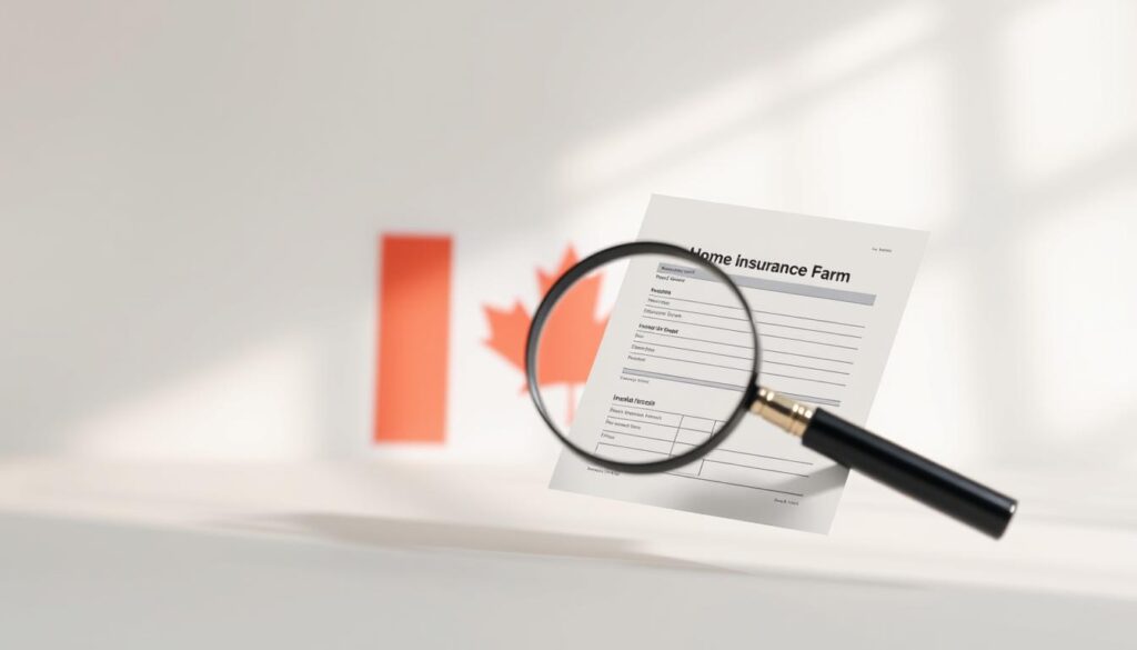 A modern, minimalist home insurance claim form floating against a clean, white background, with soft shadows and a warm, subtle lighting. The form has simple lines and a sleek design, conveying a sense of efficiency and professionalism. In the middle ground, a magnifying glass hovers, suggesting the attention to detail required when preparing a claim. In the background, a blurred but recognizable Canadian flag, representing the national context of the article. The overall mood is one of reliability, trustworthiness, and a commitment to helping homeowners navigate the claims process. A modern, minimalist home insurance claim form floating against a clean, white background, with soft shadows and a warm, subtle lighting. The form has simple lines and a sleek design, conveying a sense of efficiency and professionalism. In the middle ground, a magnifying glass hovers, suggesting the attention to detail required when preparing a claim. In the background, a blurred but recognizable Canadian flag, representing the national context of the article. The overall mood is one of reliability, trustworthiness, and a commitment to helping homeowners navigate the claims process.