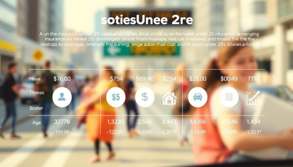 A modern, minimalist infographic depicting the current costs for under-25 drivers in the United States. The foreground features a clean, data-driven visualization of insurance rates for different age groups, with clear numerical values and visual cues. The middle ground showcases a vibrant, youthful backdrop of urban cityscapes or transportation hubs, conveying the target audience. The background is softly blurred, creating a sense of depth and focus on the key information. The lighting is bright and natural, with a warm, inviting color palette. The overall tone is informative, yet visually engaging, to effectively communicate the section's subject matter. A modern, minimalist infographic depicting the current costs for under-25 drivers in the United States. The foreground features a clean, data-driven visualization of insurance rates for different age groups, with clear numerical values and visual cues. The middle ground showcases a vibrant, youthful backdrop of urban cityscapes or transportation hubs, conveying the target audience. The background is softly blurred, creating a sense of depth and focus on the key information. The lighting is bright and natural, with a warm, inviting color palette. The overall tone is informative, yet visually engaging, to effectively communicate the section's subject matter.