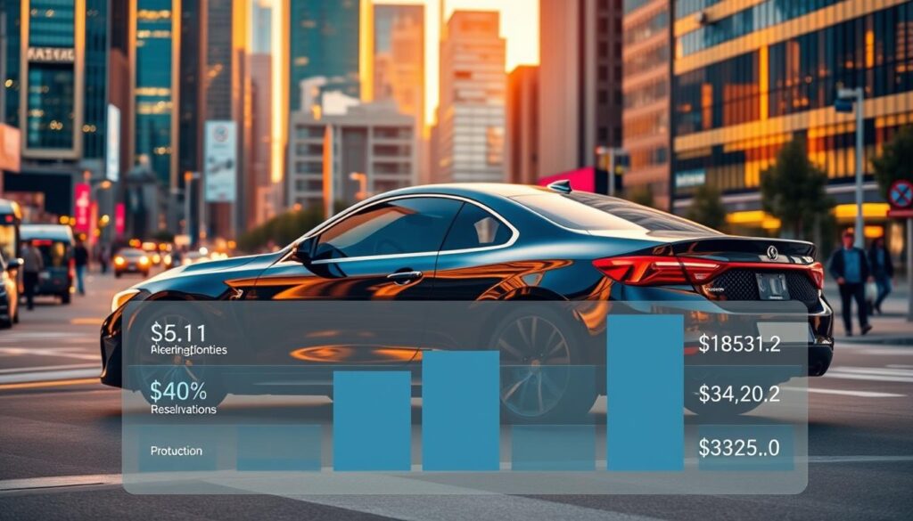 A modern, sleek car surrounded by a vibrant cityscape, bathed in warm, golden-hour lighting. The car's reflective surface captures the gleaming skyscrapers and bustling streets, symbolizing the dynamic nature of the present-day car insurance industry. In the foreground, a transparent overlay displays a cost breakdown, highlighting the various factors that contribute to the fluctuating premiums. The overall composition conveys a sense of financial transparency and the need to navigate the evolving landscape of car insurance. A modern, sleek car surrounded by a vibrant cityscape, bathed in warm, golden-hour lighting. The car's reflective surface captures the gleaming skyscrapers and bustling streets, symbolizing the dynamic nature of the present-day car insurance industry. In the foreground, a transparent overlay displays a cost breakdown, highlighting the various factors that contribute to the fluctuating premiums. The overall composition conveys a sense of financial transparency and the need to navigate the evolving landscape of car insurance.