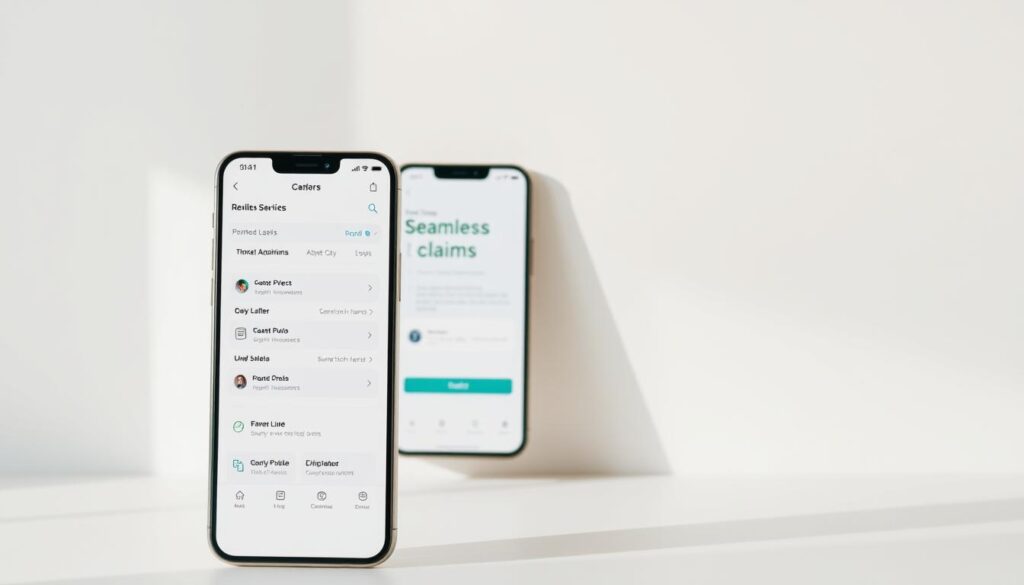 A modern, user-friendly claims app for renters insurance, set against a minimalist, airy backdrop. In the foreground, a clean, intuitive interface with easy-to-navigate menus and buttons, conveying a sense of effortless functionality. The middle ground features a smartphone displaying the app's seamless claims submission process, with a minimal yet striking design aesthetic. The background is a soft, neutral tone, creating a calming, distraction-free environment that allows the app's features to take center stage. Gentle, natural lighting illuminates the scene, casting a sense of simplicity and ease. The overall mood is one of efficiency, accessibility, and a hassle-free insurance experience for the modern renter. A modern, user-friendly claims app for renters insurance, set against a minimalist, airy backdrop. In the foreground, a clean, intuitive interface with easy-to-navigate menus and buttons, conveying a sense of effortless functionality. The middle ground features a smartphone displaying the app's seamless claims submission process, with a minimal yet striking design aesthetic. The background is a soft, neutral tone, creating a calming, distraction-free environment that allows the app's features to take center stage. Gentle, natural lighting illuminates the scene, casting a sense of simplicity and ease. The overall mood is one of efficiency, accessibility, and a hassle-free insurance experience for the modern renter.