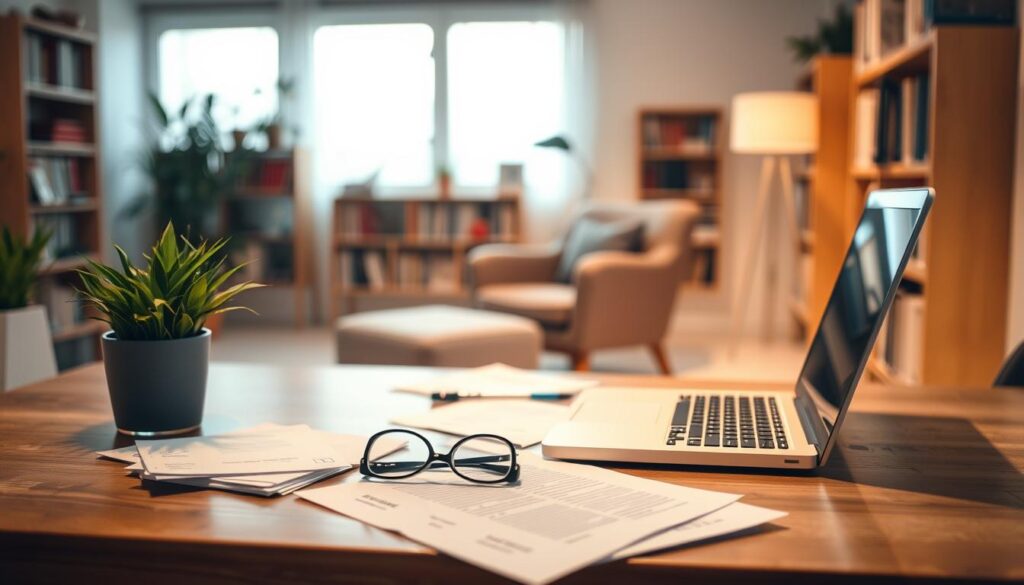 A serene, well-lit interior scene of a modern home office or study. In the foreground, a wooden desk with a laptop, a potted plant, and a pair of reading glasses. On the desktop, various documents and papers are neatly arranged, hinting at the contents of a buyer's guide. In the middle ground, a comfortable armchair and a bookshelf filled with relevant publications. The background is softly blurred, suggesting a tranquil, contemplative atmosphere. Warm, diffused lighting illuminates the scene, creating a sense of focus and clarity. The overall composition conveys a sense of organization, research, and thoughtful consideration of personal health policy options. A serene, well-lit interior scene of a modern home office or study. In the foreground, a wooden desk with a laptop, a potted plant, and a pair of reading glasses. On the desktop, various documents and papers are neatly arranged, hinting at the contents of a buyer's guide. In the middle ground, a comfortable armchair and a bookshelf filled with relevant publications. The background is softly blurred, suggesting a tranquil, contemplative atmosphere. Warm, diffused lighting illuminates the scene, creating a sense of focus and clarity. The overall composition conveys a sense of organization, research, and thoughtful consideration of personal health policy options.