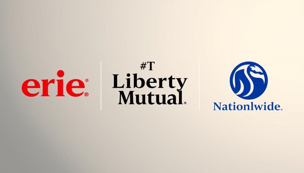 A sleek, modern comparison of three major auto insurance providers - Erie, Liberty Mutual, and Nationwide - presented in a clean, minimalist style. Showcase their respective logos and brand colors against a soft, neutral background, with subtle gradient effects and strategic lighting to create a sense of depth and sophistication. The focus should be on the logos themselves, arranged in a visually striking and balanced composition that conveys the essence of the comparison. Aim for a professional, authoritative tone that aligns with the article's subject matter. A sleek, modern comparison of three major auto insurance providers - Erie, Liberty Mutual, and Nationwide - presented in a clean, minimalist style. Showcase their respective logos and brand colors against a soft, neutral background, with subtle gradient effects and strategic lighting to create a sense of depth and sophistication. The focus should be on the logos themselves, arranged in a visually striking and balanced composition that conveys the essence of the comparison. Aim for a professional, authoritative tone that aligns with the article's subject matter.