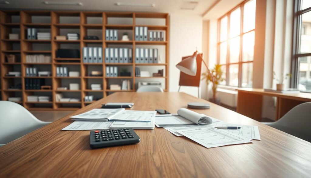 A sleek, modern office interior with a large wooden table in the foreground, showcasing a variety of financial documents, calculator, and a stylish desk lamp. The middle ground features shelves with neatly arranged binders and folders, conveying a sense of organization and efficiency. In the background, large windows allow natural light to flood the space, creating a bright and airy atmosphere. The lighting is a mix of warm and cool tones, accentuating the various textures and materials. The overall composition emphasizes the importance of financial management and the attention to detail required when dealing with costs, discounts, and practical ways to save on insurance premiums. A sleek, modern office interior with a large wooden table in the foreground, showcasing a variety of financial documents, calculator, and a stylish desk lamp. The middle ground features shelves with neatly arranged binders and folders, conveying a sense of organization and efficiency. In the background, large windows allow natural light to flood the space, creating a bright and airy atmosphere. The lighting is a mix of warm and cool tones, accentuating the various textures and materials. The overall composition emphasizes the importance of financial management and the attention to detail required when dealing with costs, discounts, and practical ways to save on insurance premiums.