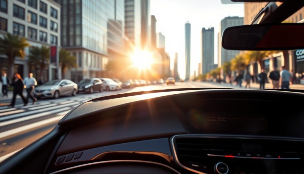 A sleek, modern sedan on a city street, its shiny exterior gleaming under the warm afternoon sun. In the foreground, a detailed view of the car's dashboard, showcasing an array of controls and digital displays that highlight the comprehensive coverage options available, including collision, liability, and personal injury protection. In the background, a blurred cityscape with towering skyscrapers and bustling pedestrians, suggesting the importance of having robust car insurance in a fast-paced urban environment. The image conveys a sense of security, reliability, and the peace of mind that comes with a comprehensive car insurance policy. A sleek, modern sedan on a city street, its shiny exterior gleaming under the warm afternoon sun. In the foreground, a detailed view of the car's dashboard, showcasing an array of controls and digital displays that highlight the comprehensive coverage options available, including collision, liability, and personal injury protection. In the background, a blurred cityscape with towering skyscrapers and bustling pedestrians, suggesting the importance of having robust car insurance in a fast-paced urban environment. The image conveys a sense of security, reliability, and the peace of mind that comes with a comprehensive car insurance policy.
