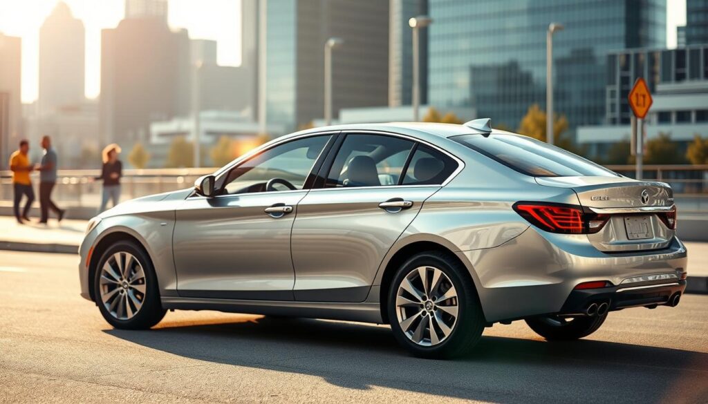 A sleek, modern sedan parked in a sun-dappled urban setting, its metallic finish gleaming. The car is the focal point, positioned prominently in the foreground, allowing the viewer to clearly see its various insurance coverage levels displayed as visual icons on the side panels. The background features a blurred cityscape, with skyscrapers and pedestrians in the distance, creating a sense of context and environment. The lighting is soft and warm, creating a sense of comfort and accessibility. The overall mood is one of clarity and utility, inviting the viewer to consider their own auto insurance needs. A sleek, modern sedan parked in a sun-dappled urban setting, its metallic finish gleaming. The car is the focal point, positioned prominently in the foreground, allowing the viewer to clearly see its various insurance coverage levels displayed as visual icons on the side panels. The background features a blurred cityscape, with skyscrapers and pedestrians in the distance, creating a sense of context and environment. The lighting is soft and warm, creating a sense of comfort and accessibility. The overall mood is one of clarity and utility, inviting the viewer to consider their own auto insurance needs.