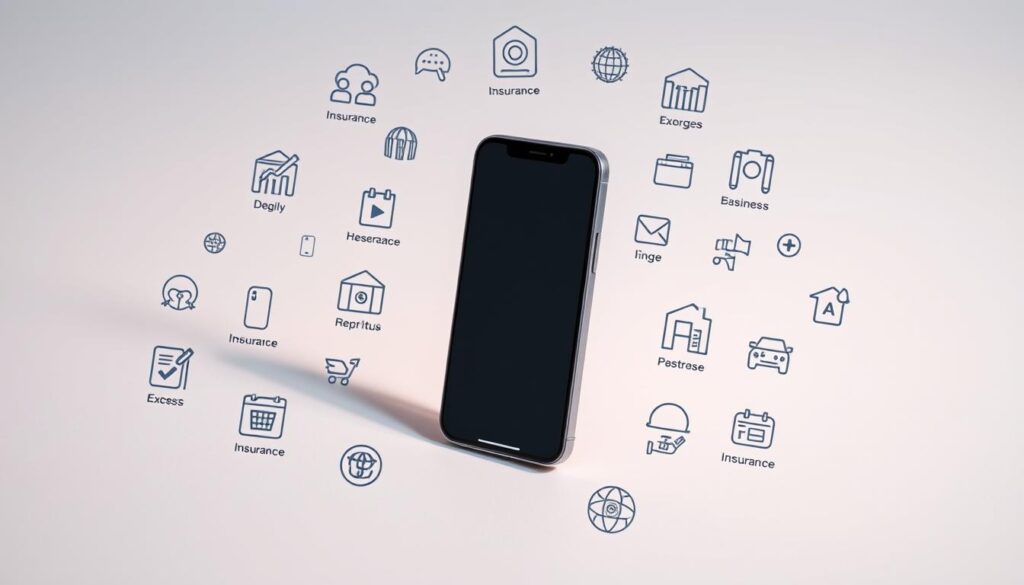 A sleek, modern smartphone surrounded by an array of insurance-related icons and graphics, set against a minimalist, pastel-toned background. The phone is captured from a slightly elevated angle, casting a subtle shadow on the surface. The overall composition conveys a sense of protection, security, and the seamless integration of technology with comprehensive coverage. Lighting is soft and diffused, creating a clean, professional aesthetic. The image aims to visually communicate the key aspects of smart device protection cover in Australia - the options, limits, and excess details that are the focus of the article section. A sleek, modern smartphone surrounded by an array of insurance-related icons and graphics, set against a minimalist, pastel-toned background. The phone is captured from a slightly elevated angle, casting a subtle shadow on the surface. The overall composition conveys a sense of protection, security, and the seamless integration of technology with comprehensive coverage. Lighting is soft and diffused, creating a clean, professional aesthetic. The image aims to visually communicate the key aspects of smart device protection cover in Australia - the options, limits, and excess details that are the focus of the article section.