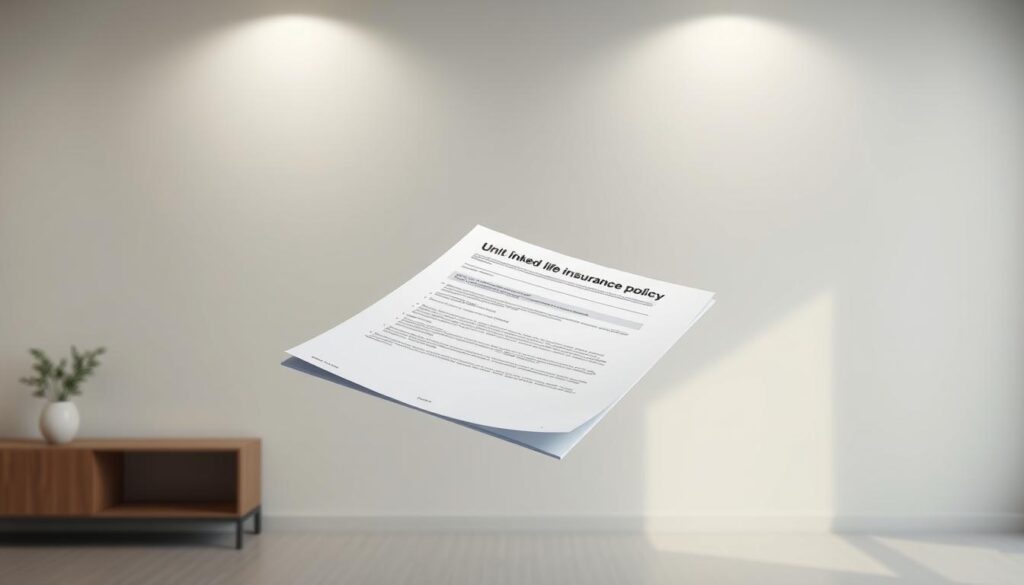 A sleek, modern unit-linked life insurance policy document floating in a softly lit, minimalist office setting. The document is rendered in high detail, with a clean, professional aesthetic. The background is a neutral, muted palette, allowing the policy document to take center stage. Subtle reflections on the document's surface create a sense of depth and dimension. The lighting is soft and directional, casting gentle shadows that highlight the document's contours. The overall mood is one of sophistication, security, and financial stability. A sleek, modern unit-linked life insurance policy document floating in a softly lit, minimalist office setting. The document is rendered in high detail, with a clean, professional aesthetic. The background is a neutral, muted palette, allowing the policy document to take center stage. Subtle reflections on the document's surface create a sense of depth and dimension. The lighting is soft and directional, casting gentle shadows that highlight the document's contours. The overall mood is one of sophistication, security, and financial stability.