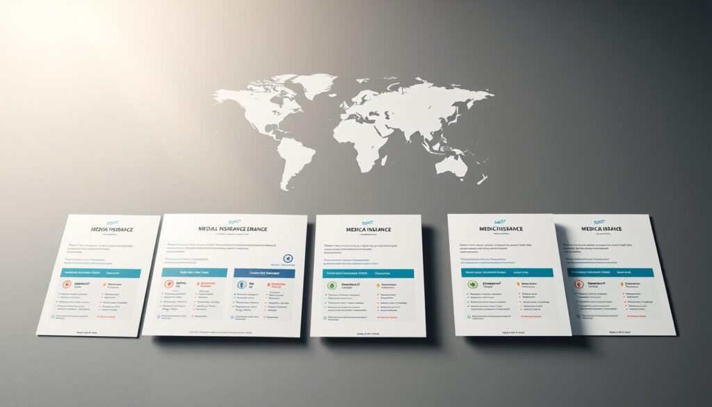A stylish, modern medical insurance plan laid out on a sleek, minimalist background. In the foreground, a series of plan options are displayed, each with distinct icons and color-coded elements to convey their unique features. The middle ground showcases a world map, symbolizing the global coverage of the insurance plans. Soft, directional lighting illuminates the scene, creating a sense of professionalism and trustworthiness. The overall mood is one of sophistication and attention to detail, reflecting the bespoke nature of the plans tailored to the traveler's needs. A stylish, modern medical insurance plan laid out on a sleek, minimalist background. In the foreground, a series of plan options are displayed, each with distinct icons and color-coded elements to convey their unique features. The middle ground showcases a world map, symbolizing the global coverage of the insurance plans. Soft, directional lighting illuminates the scene, creating a sense of professionalism and trustworthiness. The overall mood is one of sophistication and attention to detail, reflecting the bespoke nature of the plans tailored to the traveler's needs.