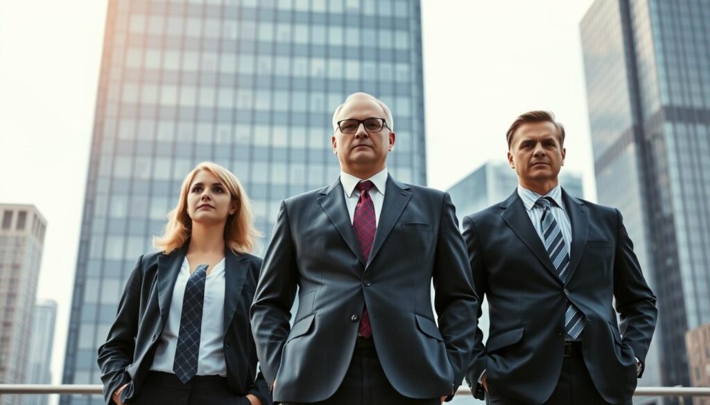 A team of business consultants standing vigilant, shielding a corporate office from potential threats. In the foreground, three figures dressed in crisp suits and ties, their expressions focused and determined. Behind them, the building's facade rises, windows gleaming in the soft, directional lighting. In the background, a cityscape of towering skyscrapers, hinting at the broader landscape these consultants aim to protect. The scene conveys a sense of expertise, professionalism, and unwavering commitment to safeguarding the client's interests. A team of business consultants standing vigilant, shielding a corporate office from potential threats. In the foreground, three figures dressed in crisp suits and ties, their expressions focused and determined. Behind them, the building's facade rises, windows gleaming in the soft, directional lighting. In the background, a cityscape of towering skyscrapers, hinting at the broader landscape these consultants aim to protect. The scene conveys a sense of expertise, professionalism, and unwavering commitment to safeguarding the client's interests.
