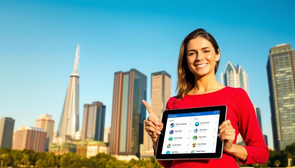 A vibrant city skyline with modern high-rise buildings, set against a clear blue sky. In the foreground, a woman stands confidently, her hand gesturing towards a tablet displaying various health plan options. The scene is illuminated by warm, natural lighting, creating a sense of optimism and accessibility. The overall composition guides the viewer's eye towards the tablet, emphasizing the ease of finding "health plans near you" in this urban setting. A vibrant city skyline with modern high-rise buildings, set against a clear blue sky. In the foreground, a woman stands confidently, her hand gesturing towards a tablet displaying various health plan options. The scene is illuminated by warm, natural lighting, creating a sense of optimism and accessibility. The overall composition guides the viewer's eye towards the tablet, emphasizing the ease of finding "health plans near you" in this urban setting.