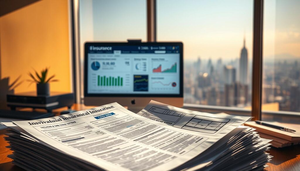 A vibrant, photorealistic depiction of the complex financial landscape of individual medical insurance in the USA. In the foreground, a stack of medical bills and insurance documents, casting intricate shadows under a warm, directional light. The midground features a desktop computer displaying an online insurance quote interface, with data and graphs representing the various factors affecting costs - age, location, coverage levels, and pre-existing conditions. In the background, a hazy cityscape symbolizes the broader economic and regulatory environment shaping the insurance industry. The overall mood is one of thoughtful contemplation, inviting the viewer to explore the nuances of individual medical insurance pricing in the United States. A vibrant, photorealistic depiction of the complex financial landscape of individual medical insurance in the USA. In the foreground, a stack of medical bills and insurance documents, casting intricate shadows under a warm, directional light. The midground features a desktop computer displaying an online insurance quote interface, with data and graphs representing the various factors affecting costs - age, location, coverage levels, and pre-existing conditions. In the background, a hazy cityscape symbolizes the broader economic and regulatory environment shaping the insurance industry. The overall mood is one of thoughtful contemplation, inviting the viewer to explore the nuances of individual medical insurance pricing in the United States.