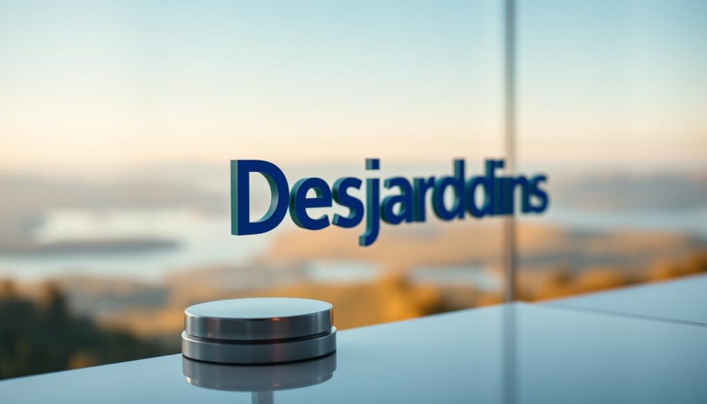 A visually striking, tightly composed image of the Desjardins health insurance logo and branding, captured in a clean, modern style with a warm, inviting atmosphere. The logo is prominently displayed in the foreground, rendered in vibrant blues and grays with a glossy, reflective surface that catches the light. The middle ground features a blurred, out-of-focus background of a serene, natural landscape, suggesting the idea of travel and wellness. The lighting is soft and diffused, creating a sense of tranquility and sophistication. The overall composition is well-balanced, drawing the viewer's eye to the central Desjardins branding while hinting at the broader context of comprehensive healthcare coverage and travel benefits. A visually striking, tightly composed image of the Desjardins health insurance logo and branding, captured in a clean, modern style with a warm, inviting atmosphere. The logo is prominently displayed in the foreground, rendered in vibrant blues and grays with a glossy, reflective surface that catches the light. The middle ground features a blurred, out-of-focus background of a serene, natural landscape, suggesting the idea of travel and wellness. The lighting is soft and diffused, creating a sense of tranquility and sophistication. The overall composition is well-balanced, drawing the viewer's eye to the central Desjardins branding while hinting at the broader context of comprehensive healthcare coverage and travel benefits.