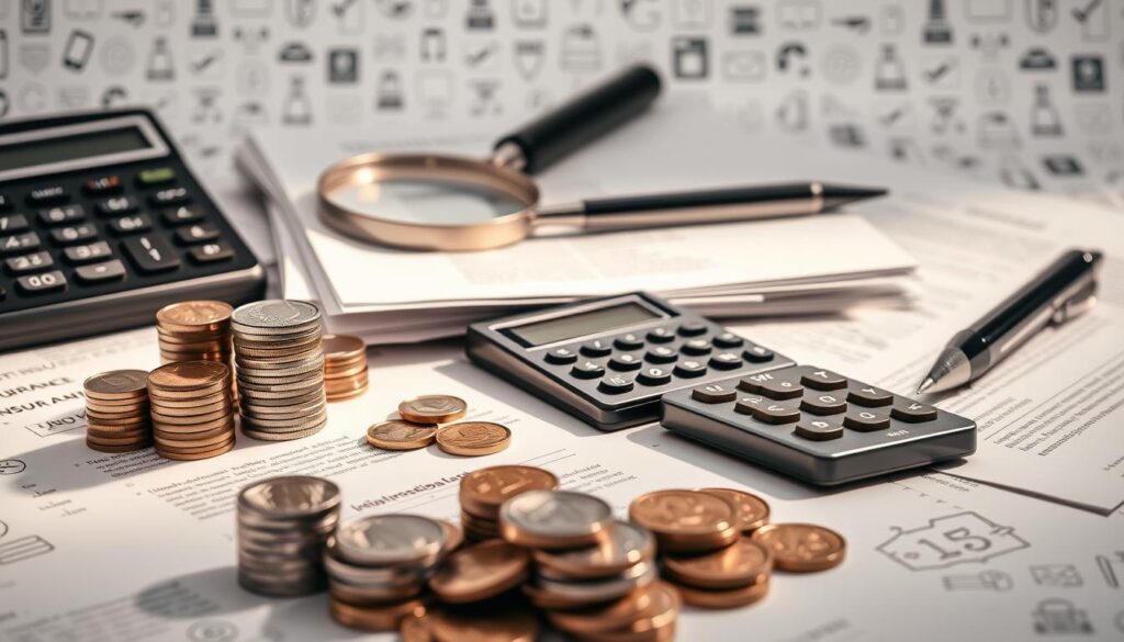 A well-lit, detailed scene depicting various premiums and insurance-related items arranged in a visually appealing layout. The foreground features stacks of coins, a magnifying glass, and a calculator, suggesting the financial aspects of insurance premiums. The middle ground showcases insurance documents, policy forms, and a pen, emphasizing the administrative components. The background includes a subtle pattern of insurance-related icons or graphics, creating a cohesive and professional atmosphere. Lighting is soft and warm, creating a sense of reliability and trustworthiness. The overall composition is balanced, drawing the viewer's attention to the key elements that influence the costs and premiums for people over 60. A well-lit, detailed scene depicting various premiums and insurance-related items arranged in a visually appealing layout. The foreground features stacks of coins, a magnifying glass, and a calculator, suggesting the financial aspects of insurance premiums. The middle ground showcases insurance documents, policy forms, and a pen, emphasizing the administrative components. The background includes a subtle pattern of insurance-related icons or graphics, creating a cohesive and professional atmosphere. Lighting is soft and warm, creating a sense of reliability and trustworthiness. The overall composition is balanced, drawing the viewer's attention to the key elements that influence the costs and premiums for people over 60.