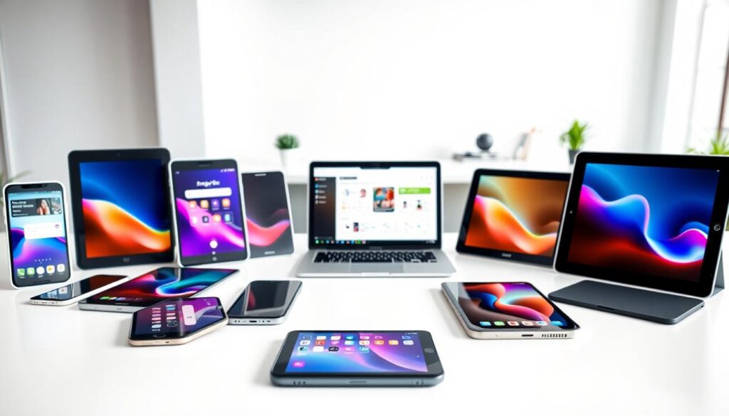 An array of modern, sleek applications laid out on a minimalist desk. In the foreground, various mobile devices and tablets display vibrant, intuitive interfaces. In the middle ground, a laptop and keyboard command attention, showcasing productivity tools. The background features a clean, bright office setting with neutral tones and clean lines, creating a sense of order and focus. The lighting is soft and even, highlighting the technological details. The overall mood is professional, organized, and conducive to efficient policy management and seamless changes. An array of modern, sleek applications laid out on a minimalist desk. In the foreground, various mobile devices and tablets display vibrant, intuitive interfaces. In the middle ground, a laptop and keyboard command attention, showcasing productivity tools. The background features a clean, bright office setting with neutral tones and clean lines, creating a sense of order and focus. The lighting is soft and even, highlighting the technological details. The overall mood is professional, organized, and conducive to efficient policy management and seamless changes.