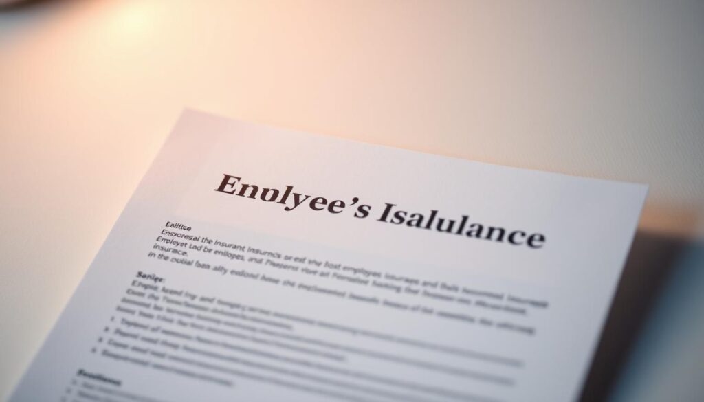 Detailed close-up of an employee's liability insurance document against a clean, minimalist background. The document should have a professional, formal appearance with clear, legible text. Subtle backlighting illuminates the paper, creating a warm, sophisticated ambiance. The image should convey a sense of security, protection, and the importance of employee coverage in the UK business landscape. Camera angle should be slightly elevated to emphasize the document's significance. Muted color palette with a focus on neutral tones to maintain a serious, business-oriented aesthetic. Detailed close-up of an employee's liability insurance document against a clean, minimalist background. The document should have a professional, formal appearance with clear, legible text. Subtle backlighting illuminates the paper, creating a warm, sophisticated ambiance. The image should convey a sense of security, protection, and the importance of employee coverage in the UK business landscape. Camera angle should be slightly elevated to emphasize the document's significance. Muted color palette with a focus on neutral tones to maintain a serious, business-oriented aesthetic.